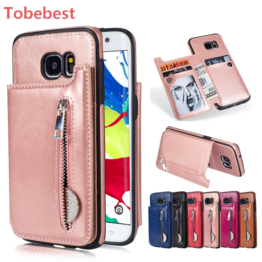 

Zipper Phone Cases For Samsung Galaxy S7 Edge G935V G935F Fashion Multi Card Holders Leather Wallet Case Cover for Samsung S7