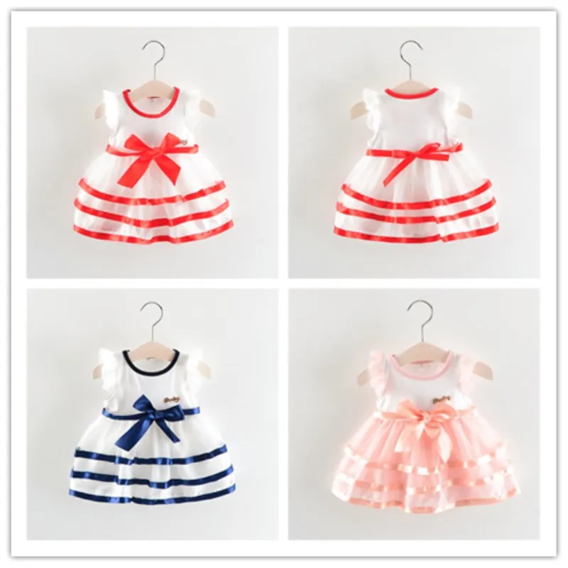 

0-24M Toddler Baby Girls Princess Tutu Dress Clothes Sleeveless Striped Party Cute Dresses Sundress Clothing