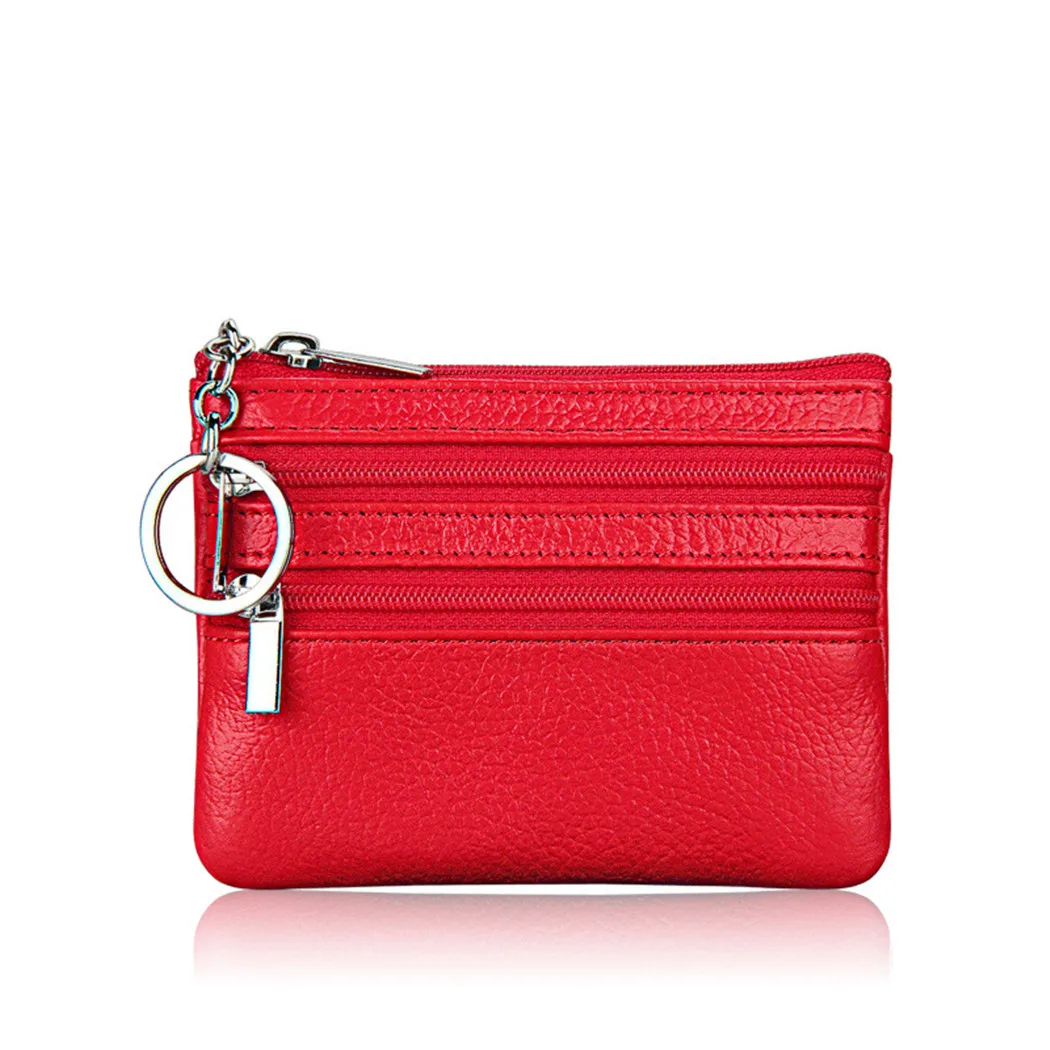 

Ladies Double Zipper Coin Purse Fashion Women Men Kids Mini Wallet Multifunctional Small Coin Credit Card Key Ring Wallet Bags