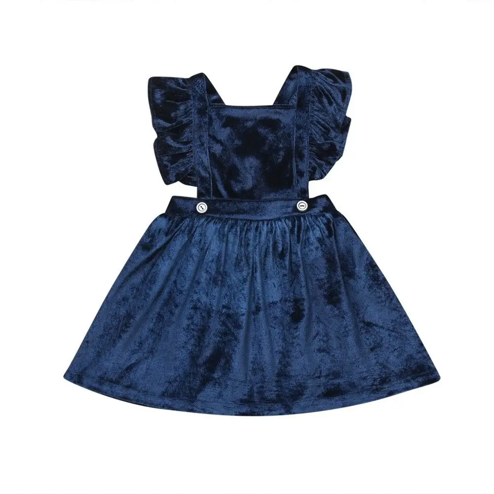 

1-6Y Toddler Kids Baby Girl Ruffles Sleeveless Velvet Princess Girls Formal Pageant Party Dress Clothes