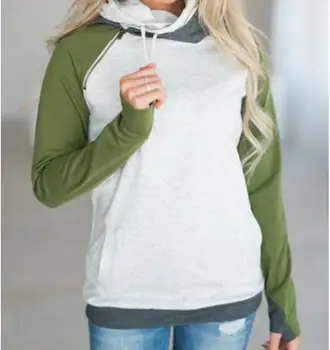 

Long Sleeve Womens Hoodies Patchwork Casual Hoodie Jumper Tops Hooded Sweatshirt Pullover Shirts