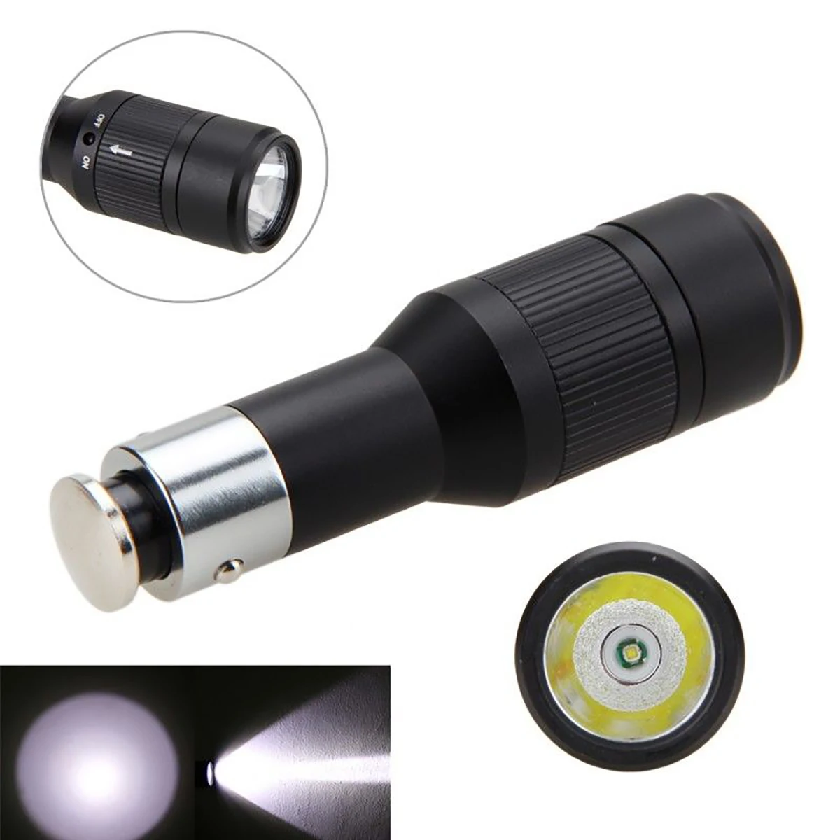 IKVVT Outdoor 2000LM Car Cigarette Lighter Rechargeable LED Flashlight