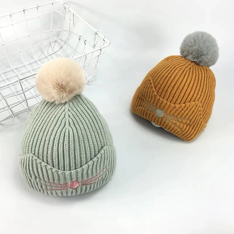 

Kids Winter Hats Girls Boys Children Crochet Warm Caps Scarf Set Baby Bonnet Enfant Cartton Cute Hat for Girl Boy