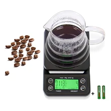 Coffee Scale with Timer 0.1g Precision Sensors, 6.6lb/3kg Food Scale and Timer Batteries Included, Black with Green Backlit