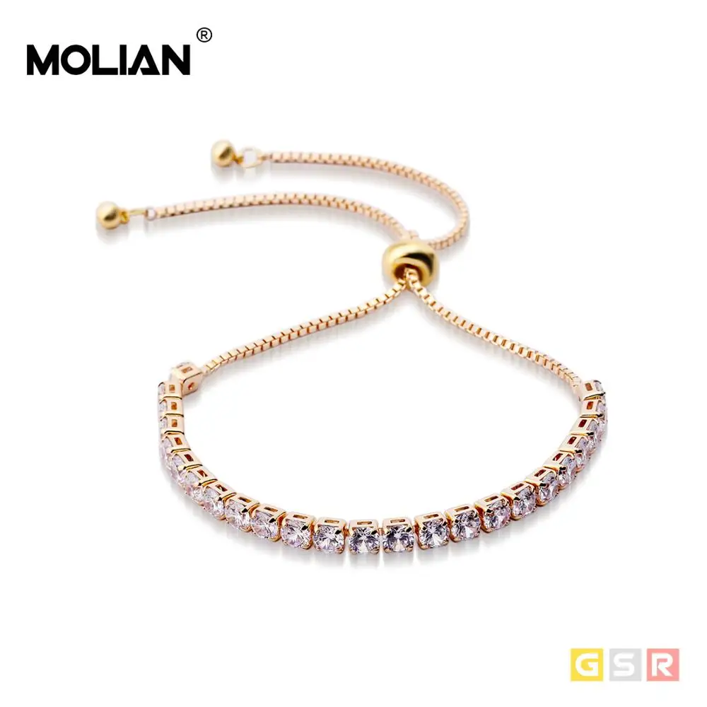 

MOLIAN Adjustable Bracelet Bangle Cubic Zirconia Silver Copper Gold Rose gold Classic Pulsera jewelry for women Charm jewellery