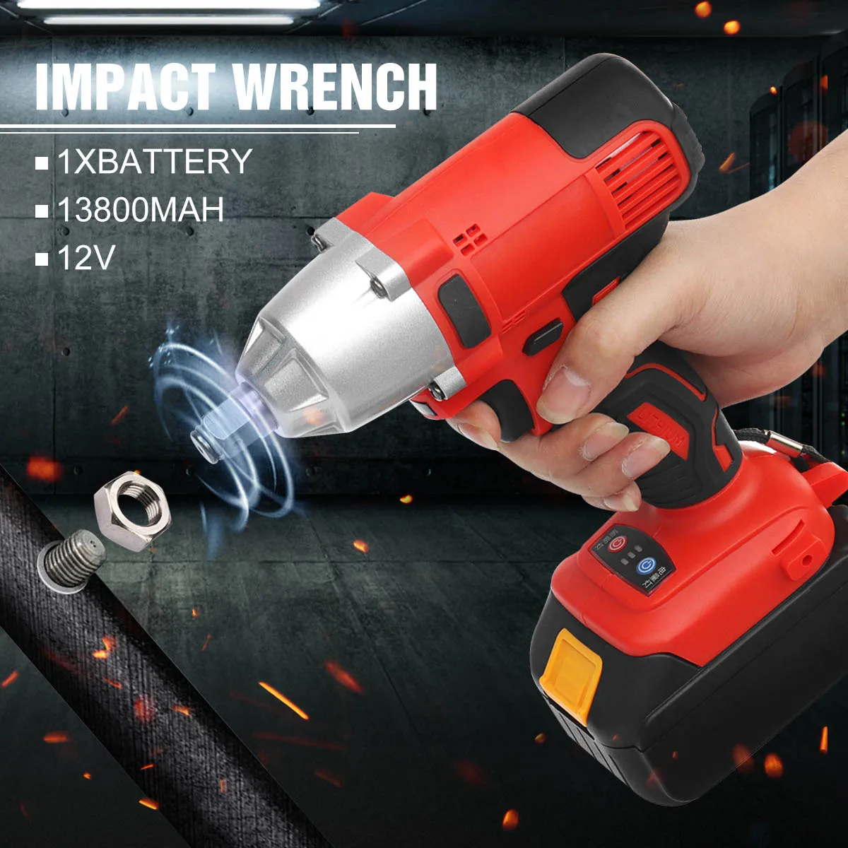 

21V 2500rpm Waterproof Electric Impact Wrench Power Tools 128TV Cordless Brushless Impact Wrench 13800mAh Lithium Battery