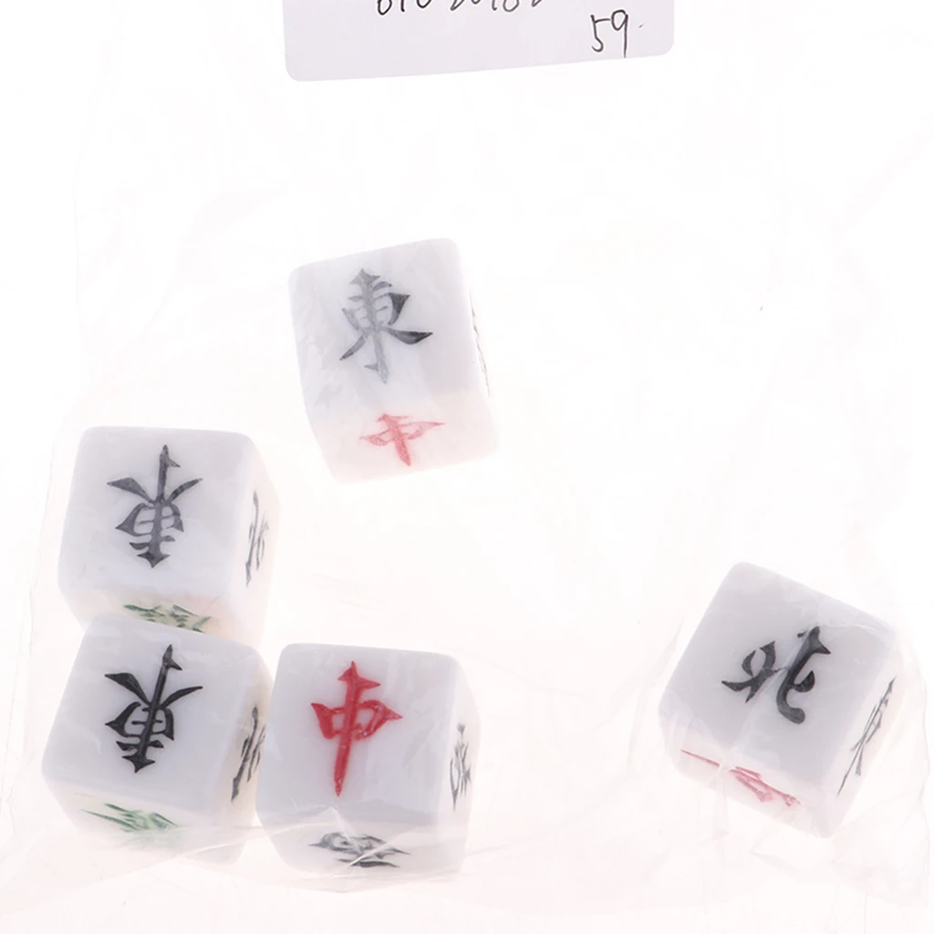 MagiDeal Board Game Mahjong Accessories Set of 5 Acrylic Dices Entertainment Games Accs Travel Entertainment Game Dices
