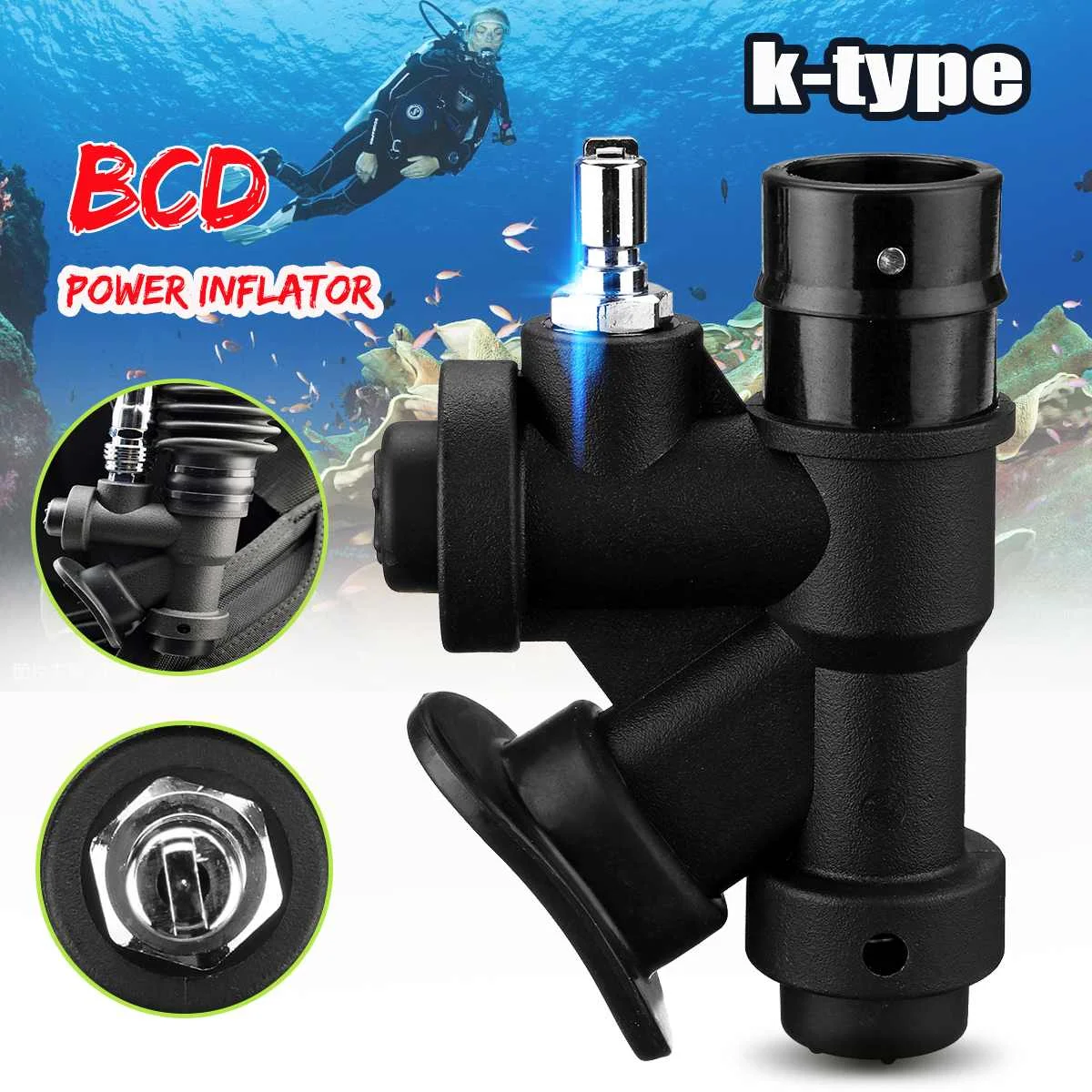 

Diving Universal BCD Power Inflator K-type Valve for Scuba Swimming Underwater Hunting Breathing Accessories