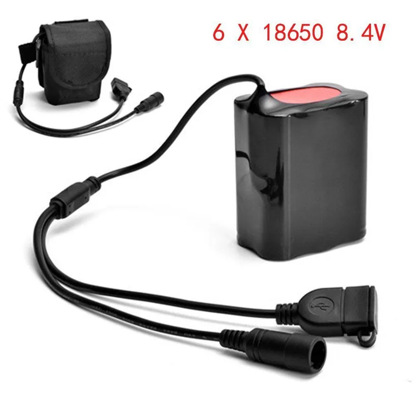 

8.4V USB Rechargeable 12000mAh 6X18650 Battery Pack For Bicycle light Bike Outdoor Cycling Hiking Accessories Top Quality