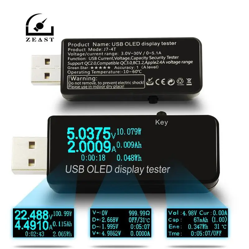 OLED 128x64 USB Тестер Вольтметр постоянного тока измеритель напряжения power Bank батарея Емкость монитор QC3.0 телефон зарядное устройство детектор