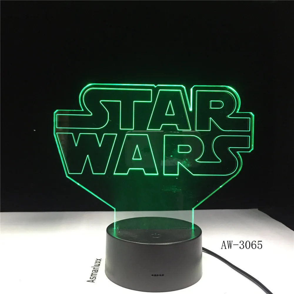 Креативный подарок лампа с логотипом Star Wars 3D ночник USB цветной светодиодный