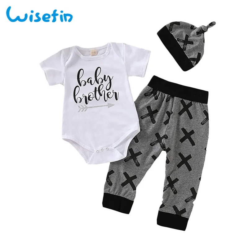 

Wisefin Baby Set Boy Summer Newborn Baby Clothes Set 3Pcs Toddler Boy Set Bodysuits+Pant+Hat Newborn Baby Outfits Infant Outfits