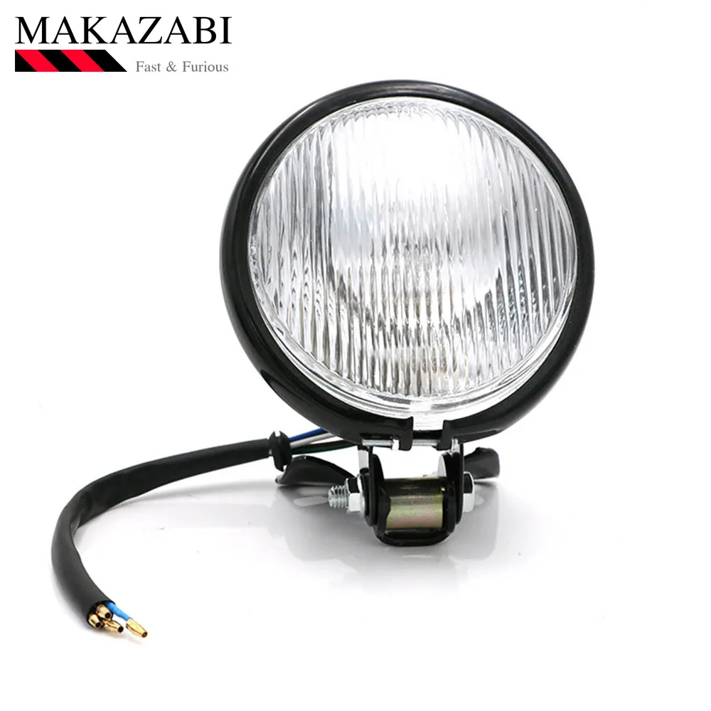 

Chrome Motorcycle Headlight Yellow Cafe Racer Head Light Decorative Metal Lights Lighting Modified Motorbike Rear Light