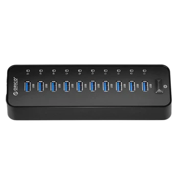 

Orico 5Gbps Super Speed 10 Port Usb 3.0 Hub Portable 12V 3A Power Adapter Via Controller 3.3Ft For Laptop Desktop Peripherals