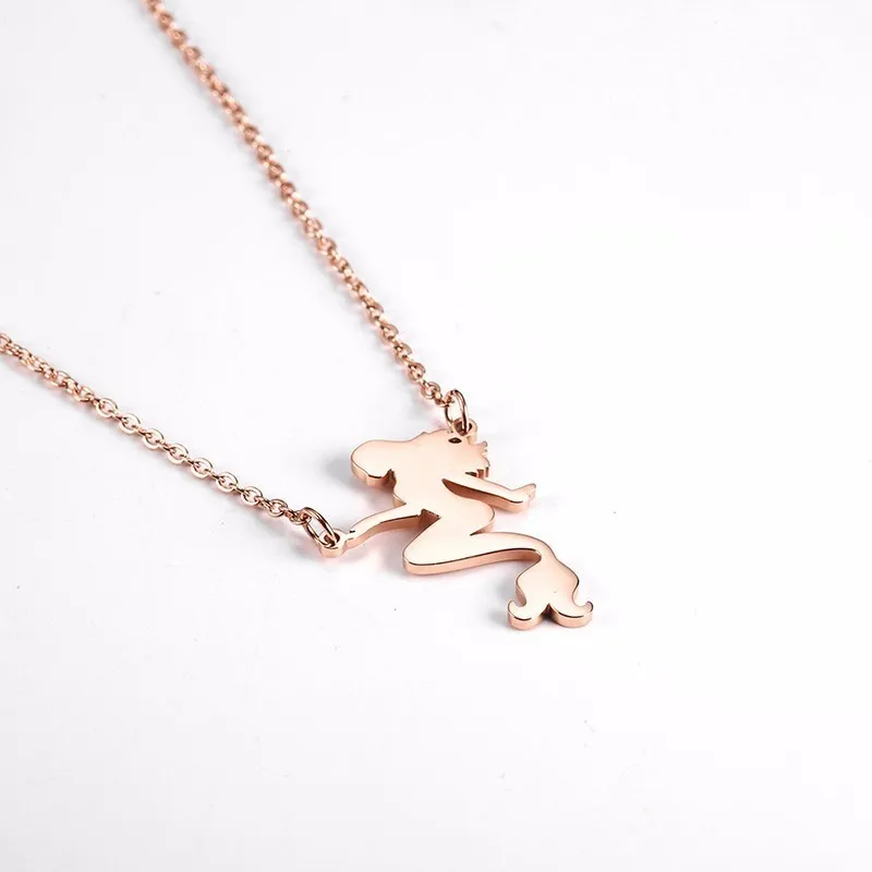 

Fairy Tale Choker Stainless Steel Beautiful Mermaid Charm Necklaces Nautical Mythology Marine Life Female Jewellery Necklace