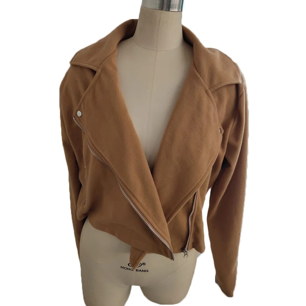 Very best  Fashion Women's Zipper Tunic Army Jacket Coats Casual Ladies Autumn Leather Jackets Zip Up Biker Co