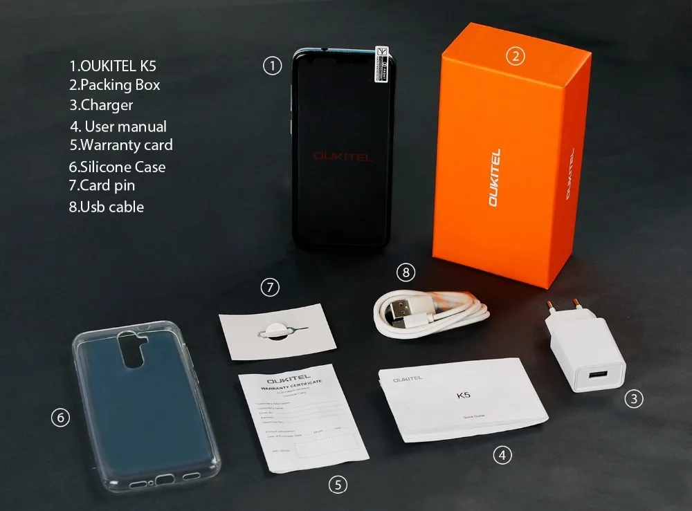 Oukitel K5 18:9 Display 5.7'' Android 7.0 2GB RAM 16GB ROM Smartphone Quad Core 13MP 3 Cameras 4000mAh Fingerprint Mobile Phone