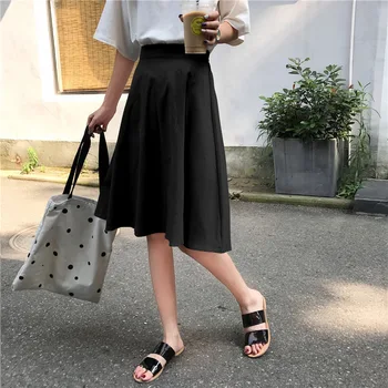 

2019 New Pattern Korean Temperament A-line School Half-body Skirt Woman