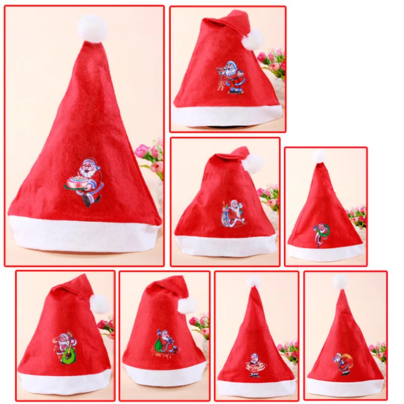 

Christmas Hat Adult Child Cute Santa Claus Caps Xmas Cotton Cap Christmas Holiday Party Decoratives Supplies