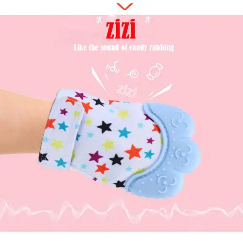 

1x Baby Teether Silicone Mitts Teething Mitten Glove Candy Wrapper Sound Toy Gifts Dental Care Gloves Shapes