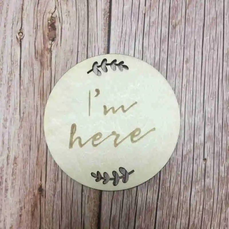 

i'm here sign announcement board baby name milestone cards
