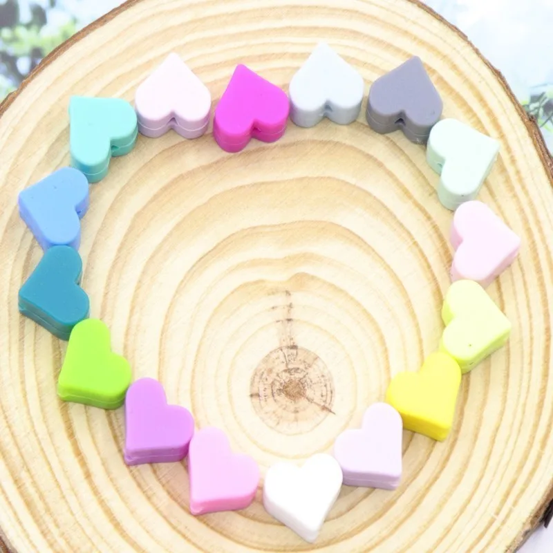 

KWD 50pcs Silicone Mini Heart Can Chew Beads For Teething Nursing Necklace Making Bpa Free Boys And Girls Baby Teethers