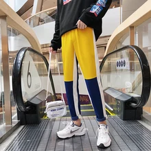 Осенние новые брюки для бегунов мужские стрейч тонкие модные контрастные цвета повседневные тренировочные брюки мужские уличные модные дикие хип-хоп брюки мужские