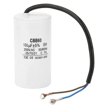 

CBB60 Run Capacitor with Wire Lead 250V AC 100uF 50/60Hz for Motor Air Compressor