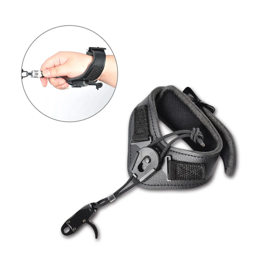 

Adjustable Artificial Leather Compound Bow Release Wrist Strap Buckle With Foldback Design Wristband Archery Bow