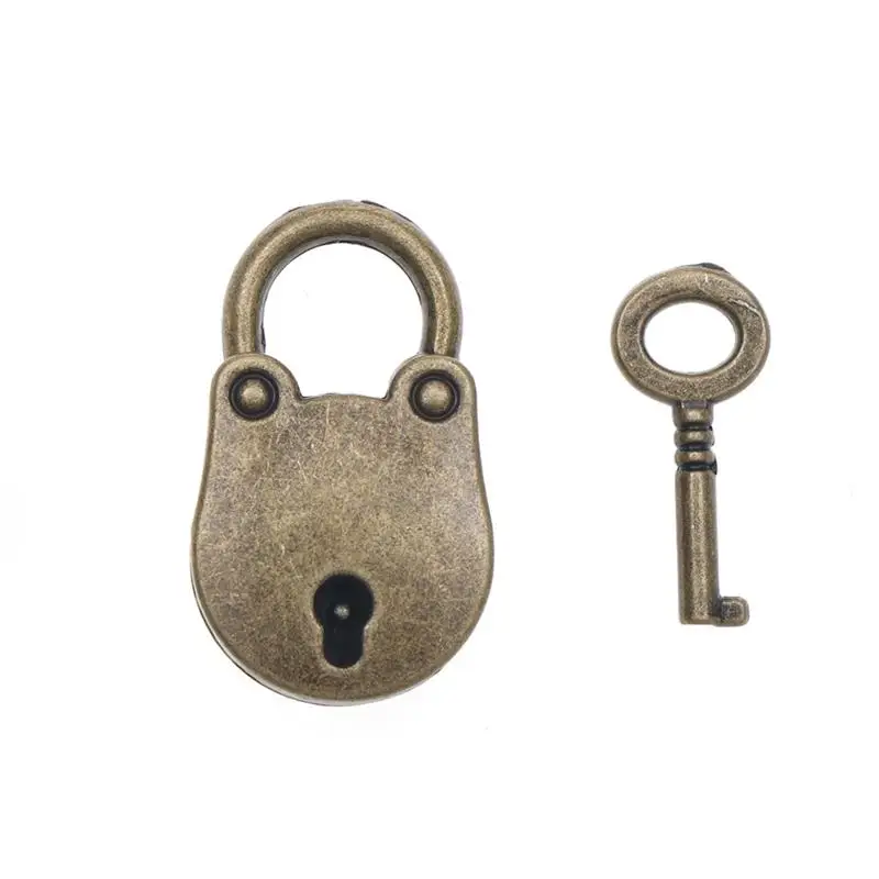 

Metal Old Vintage Style Mini Padlock Small Luggage Box Key Lock Copper Color Lot Home Usage Hardware Decoration