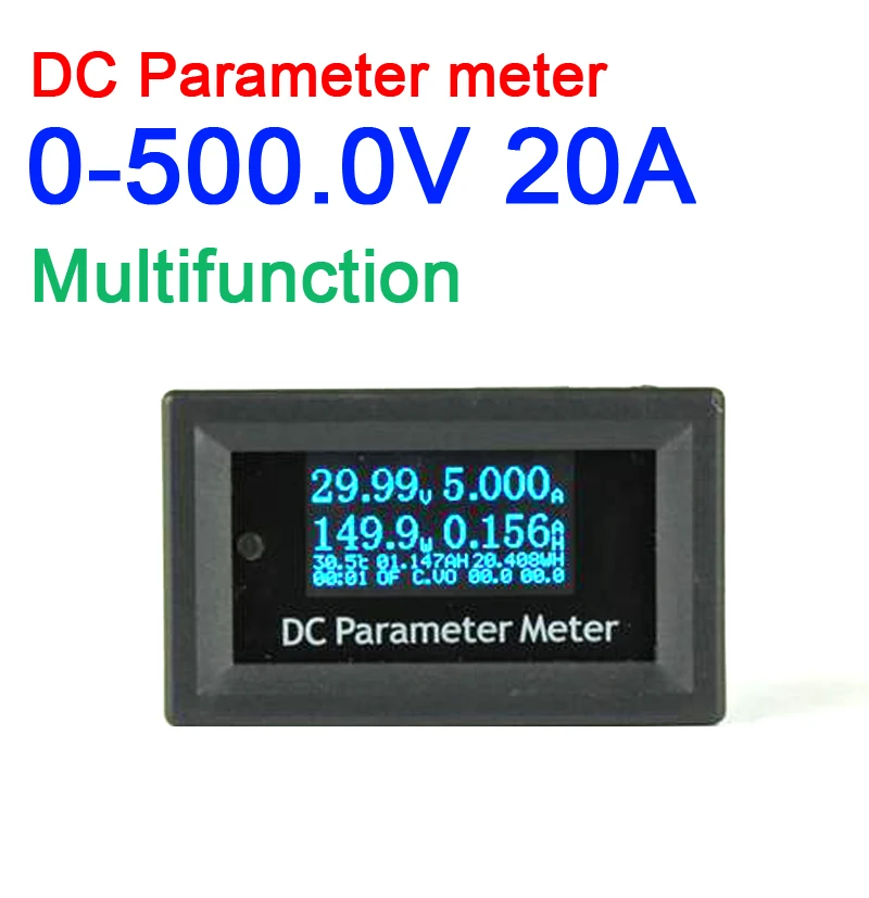 OLED 12 в 1 DC 500 В 20A ваттметр измеритель мощности Электрический параметр тестер