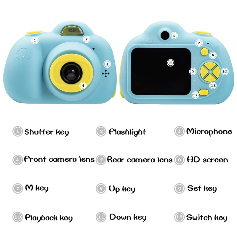 Камера Full Hd 1080 P Портативный Цифровая видеокамера 2-дюймовый ЖК Дисплей детей Семья фотографии Применение, детский подарок ко дню рождения мин