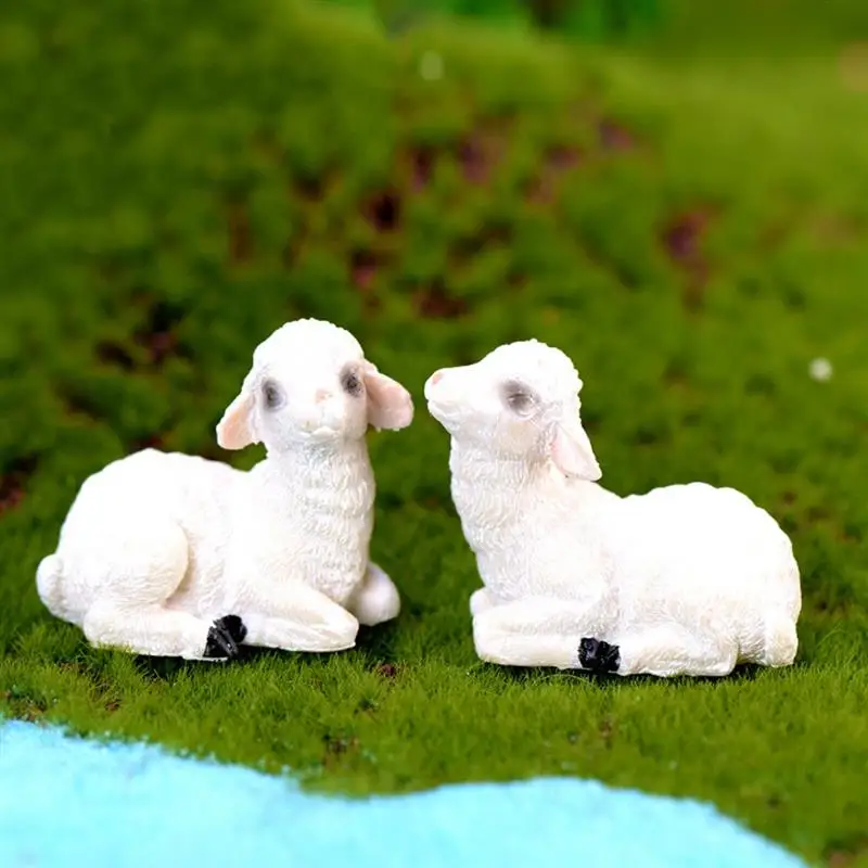 1 шт случайные новые мини фигурки овец смолы ремесло орнамент микро ландшафтное