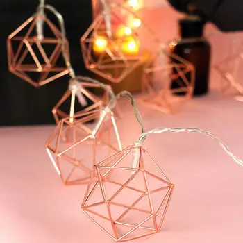 

LanLan Rose Gold Geometric Hexagons String Light for Wedding Home Decor Warm White Light