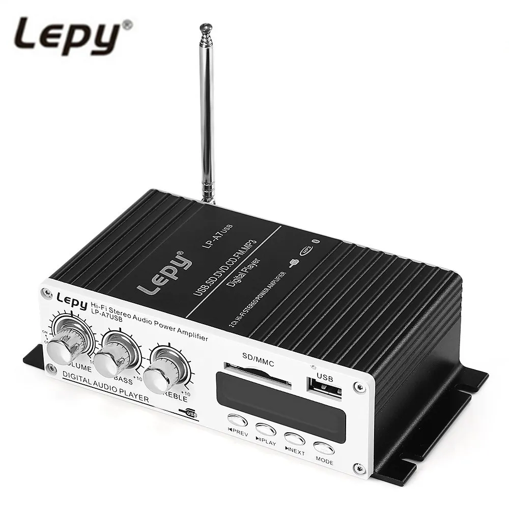

Lepy A7 Wireless Bluetooth Amplifier 2 Channel HiFi Stereo Bass Audio Player Small Power Support SD USB FM For Car Motorbike
