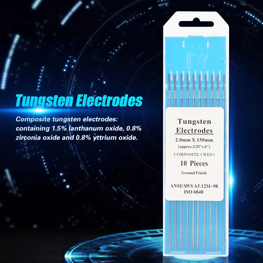 10 шт. 2,0*150 мм Tig сварочные композитные вольфрамовые электроды(WES фиолетовый) 10-Pack Tig сварочный электрод 10-400A