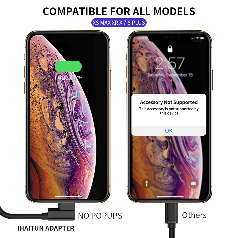 L образный Кабель адаптер iHaitun для iPhone XS MAX XR X 7 8 Plus сплиттер 2 в 1 аудио наушники
