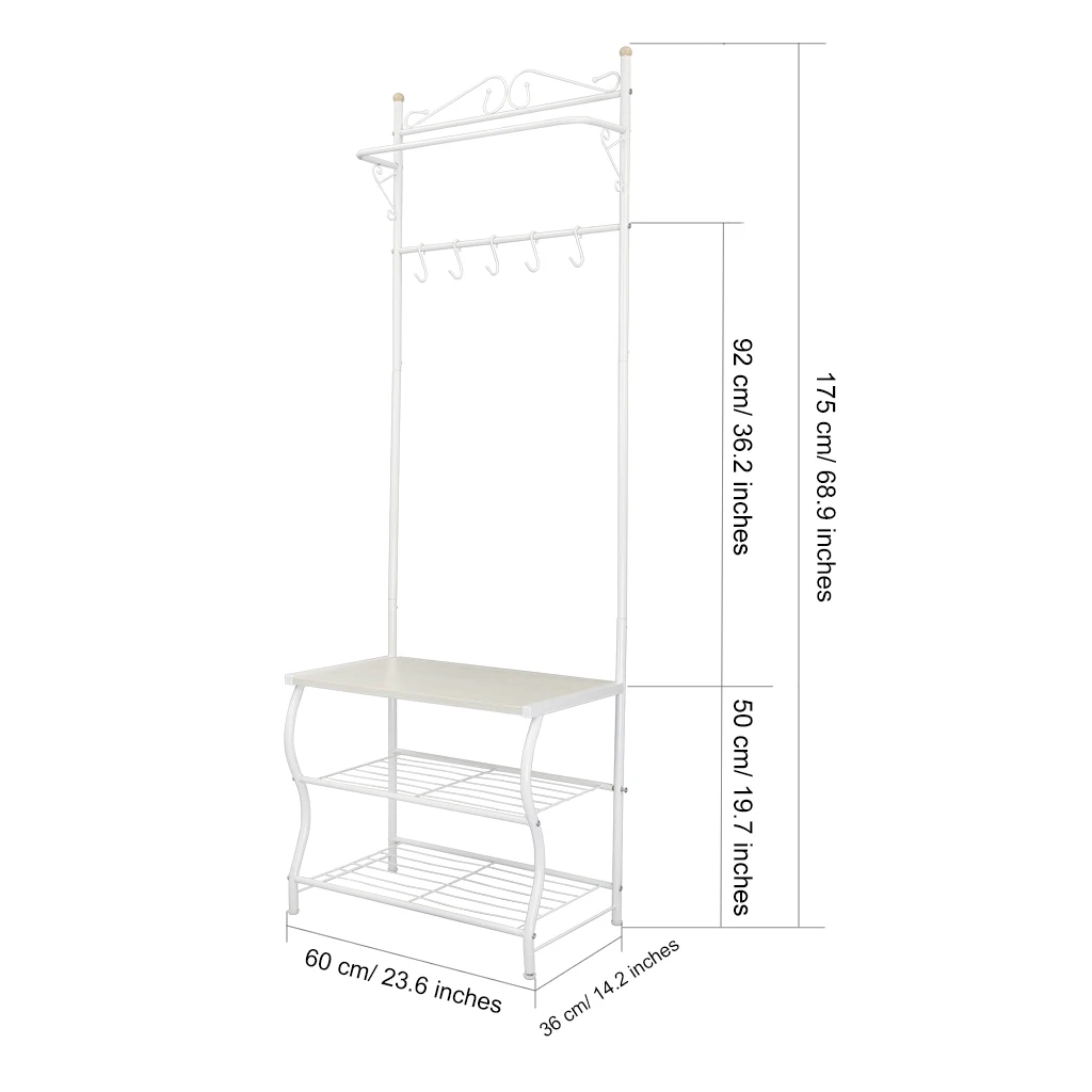 LANGRIA Entryway металлическая скамейка для хранения обуви с вешалкой пальто 3 яруса и 5