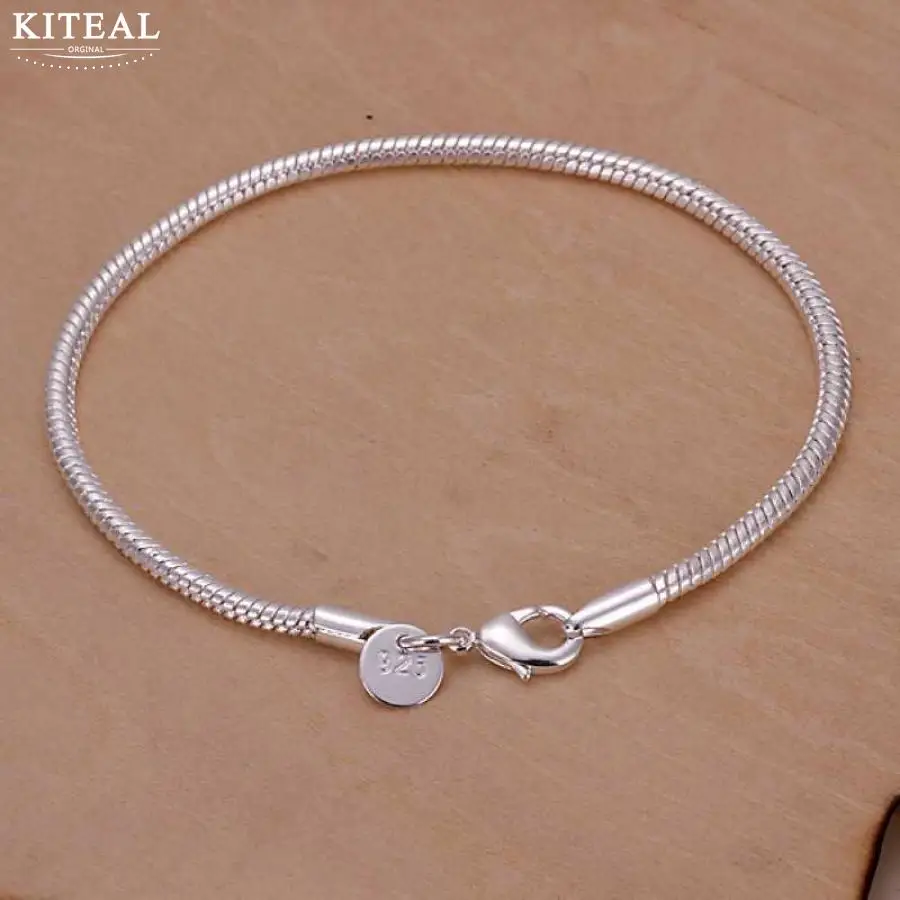 

hot sell 925 Jewelry silver plated 3mm 20cm snake bone bracelet fine fashion bracelet top quality wholesale and retail