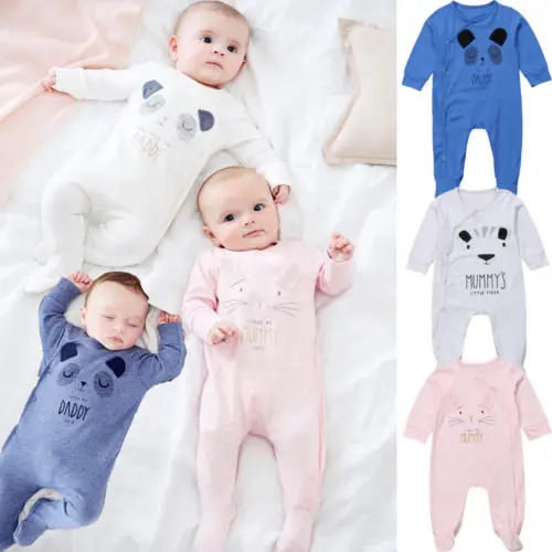 Великобритания новорожденных девочек мальчиков папа мама Babygrow пижамы комбинезон