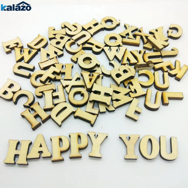 100 Pcs Mixed 15mm Natural Wooden Letters Alphabet Wood Cutout Discs DIY Arts Scrapbooking Handcrafts Decoration