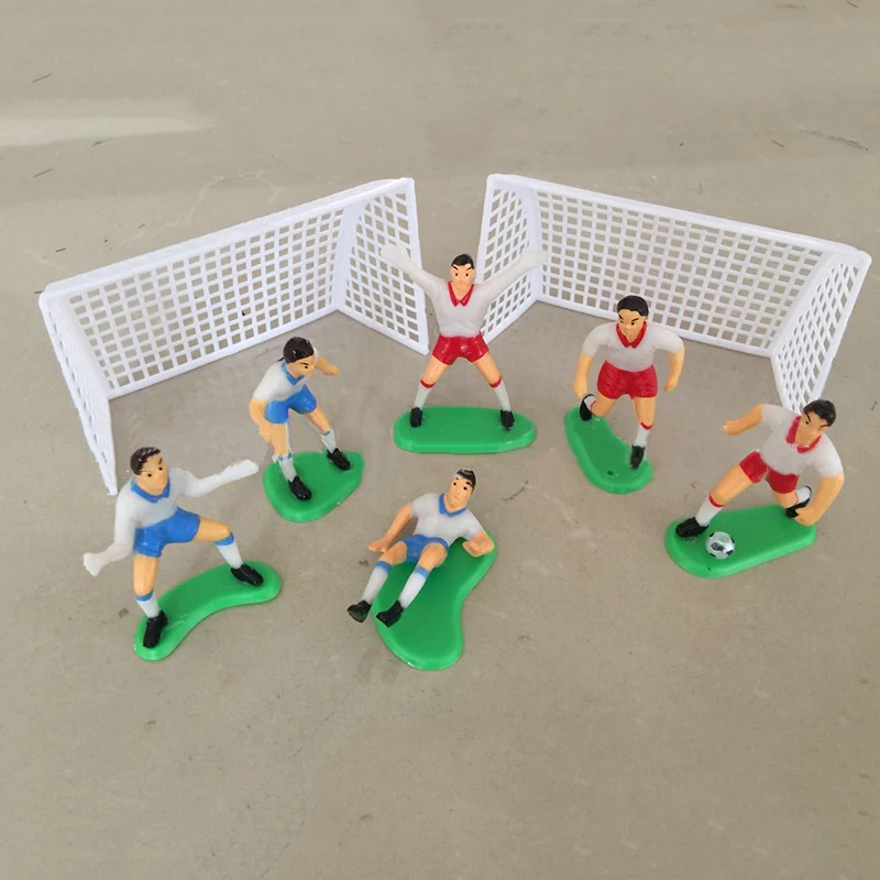 

8pcs/Set Soccer Football Cake Topper Player Birthday Cake Decoration Model Cake Decorating Tools Football Player + Goal Gate