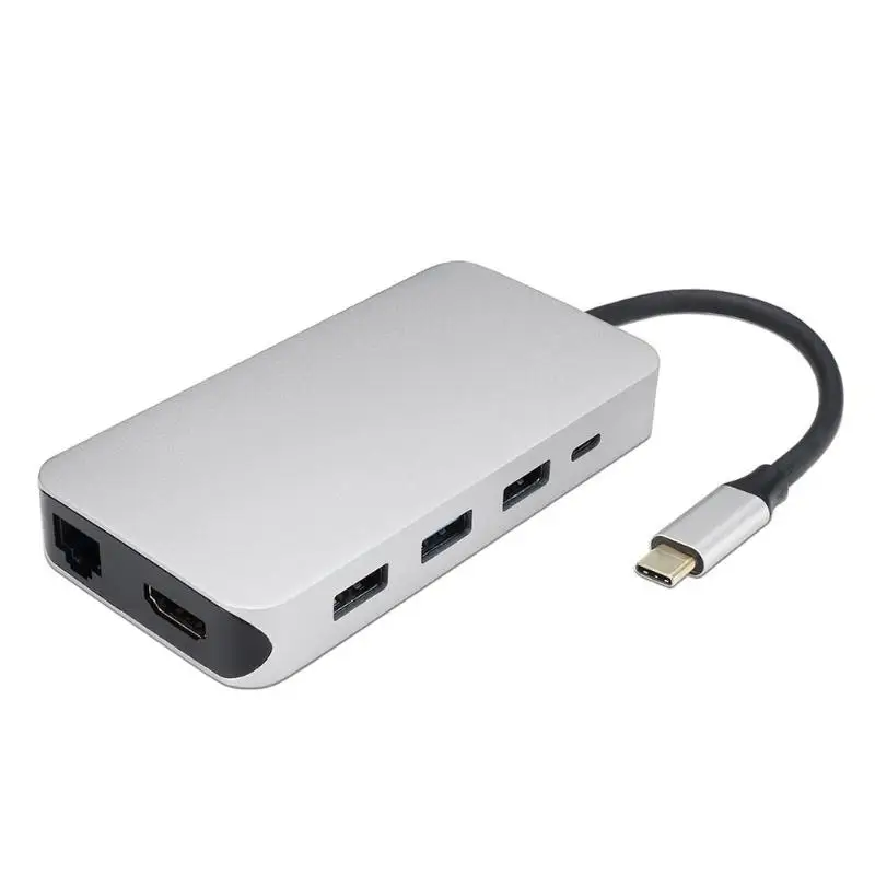 

ALLOYSEED 9 in 1 USB3.0 C Hub Type C to HDMI RJ45 USB 3.0 High speed for SD TF Card Reader Adapter