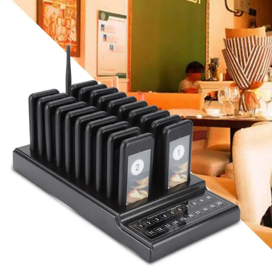 

20 Channels Restaurant Pager Waiter Calling System Wireless Paging Queue System Guest Paging System 2019