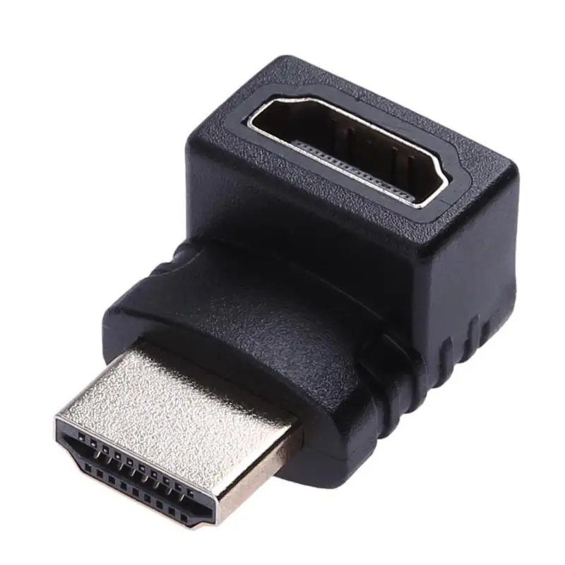 1pc 19pin HDMI Male to Female M//F Right Angle 90D Adapter Converter Gold Plated