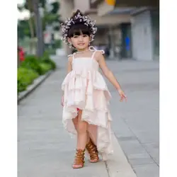 От 3 до 7 лет, Детские платья для девочек, милые однотонные розовые платья для девочек многослойное платье-пачка принцессы с