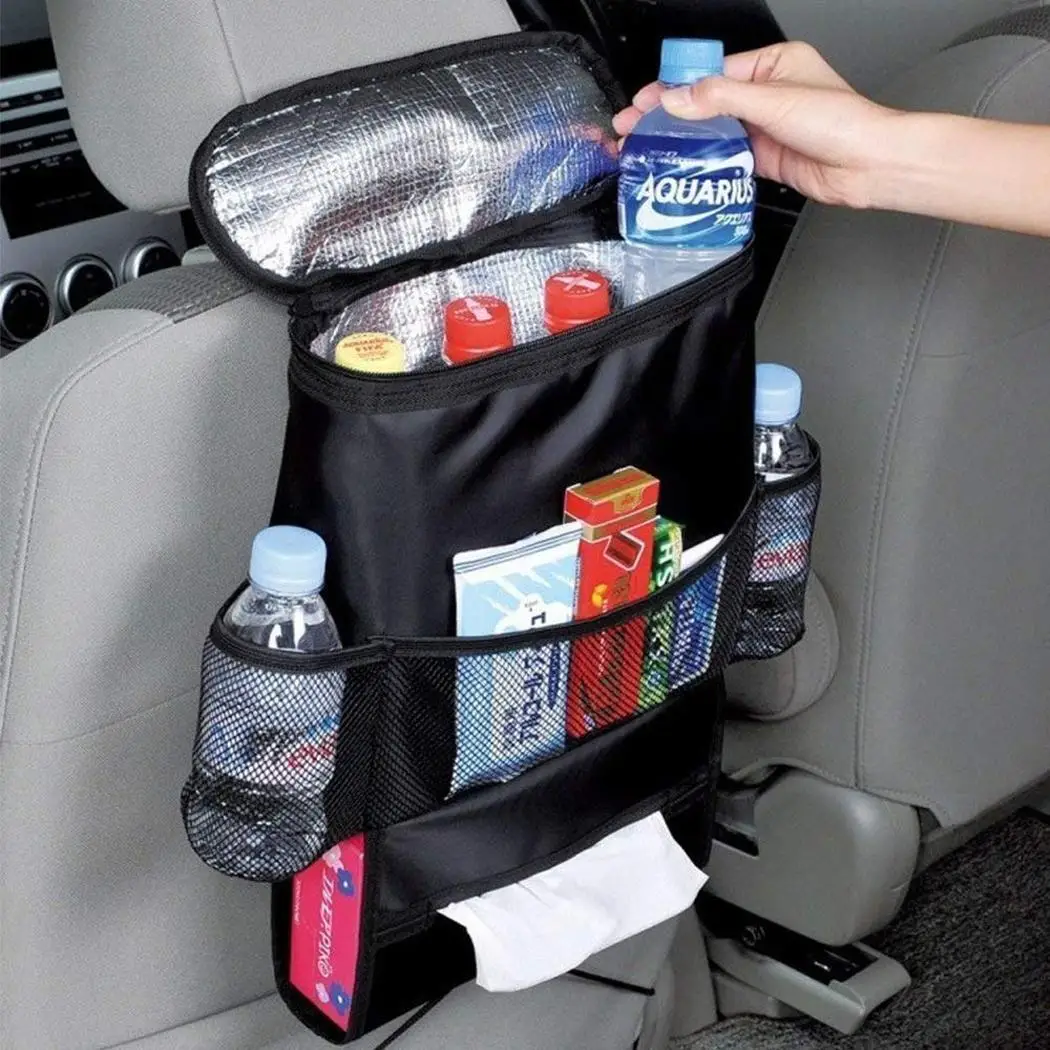 

Car Seat Back Multi-Pocket Ice Pack Bag Hanging Organizer Collector Storage 30*40cm Auto Accessories Black