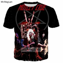 Винтажная футболка с 3D принтом поп-метал рок пестрый круй группа, Мужская Уличная футболка в стиле хип-хоп, Мужская футболка, топы, мужская одежда большого размера