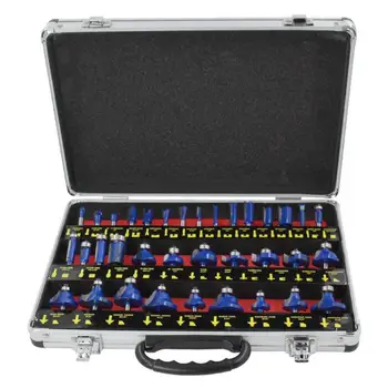 

35pcs 1/4in Handle Wood Router Bit Mill Engraving Trim Woodworking Milling Cutter Trimmer Adapter Machine Tools Set Router Bits