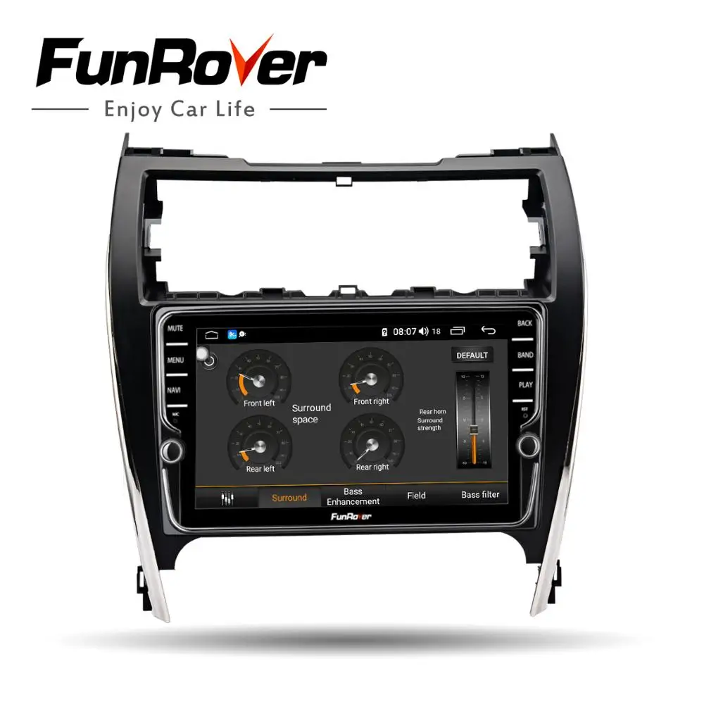 Top Funrover 8 core android 9.0 car dvd multimedia for Toyota Camry 50 2012 2013 2014 radio gps navigation system navi stereo DSP BT 2